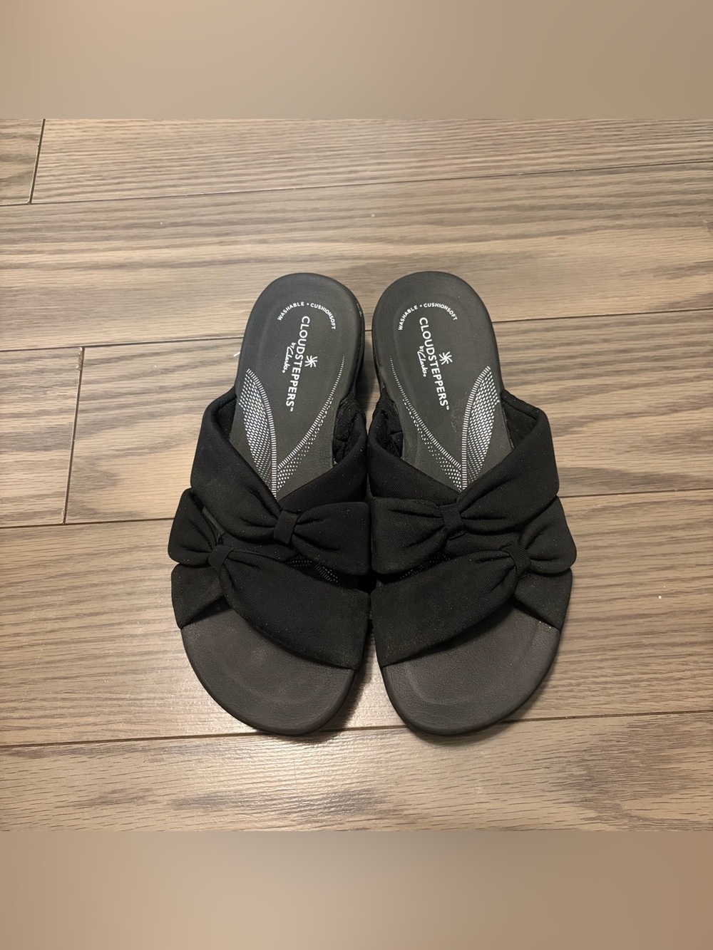 Cloudsteppers by Clarks Black Knotted Slip-On Sandals
